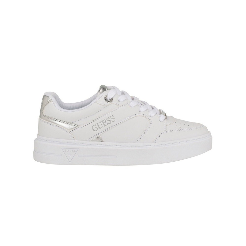 GUESS White Low Top Sneakers‎ Women's Size 8.5M Logo Lace Up Casual Shoes